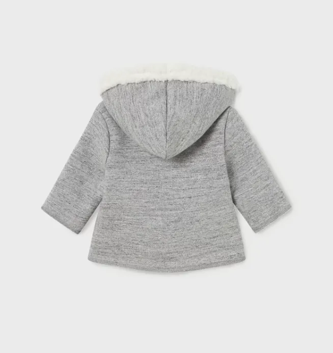 2409 Mayoral Baby UNISEX Soft Shearling Lined Hooded Car Coat - Grey