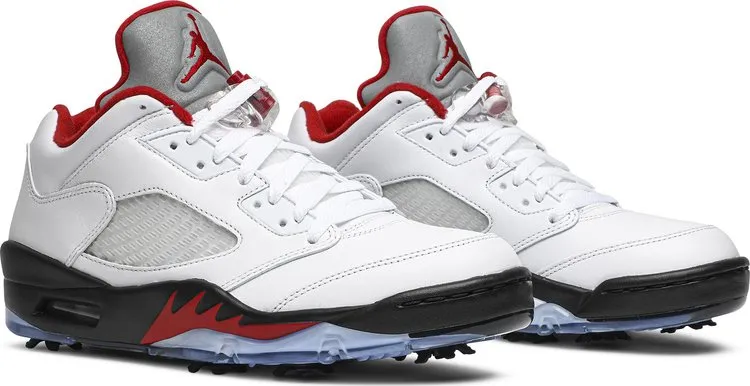 Air Jordan 5 Low Golf Fire Red Cleats, White