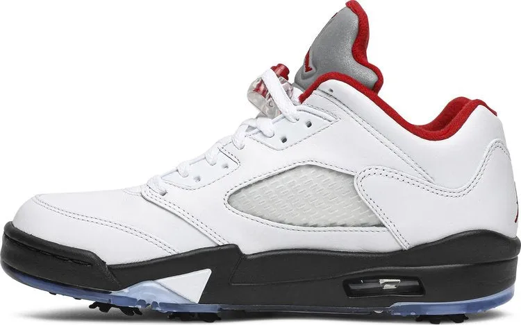 Air Jordan 5 Low Golf Fire Red Cleats, White