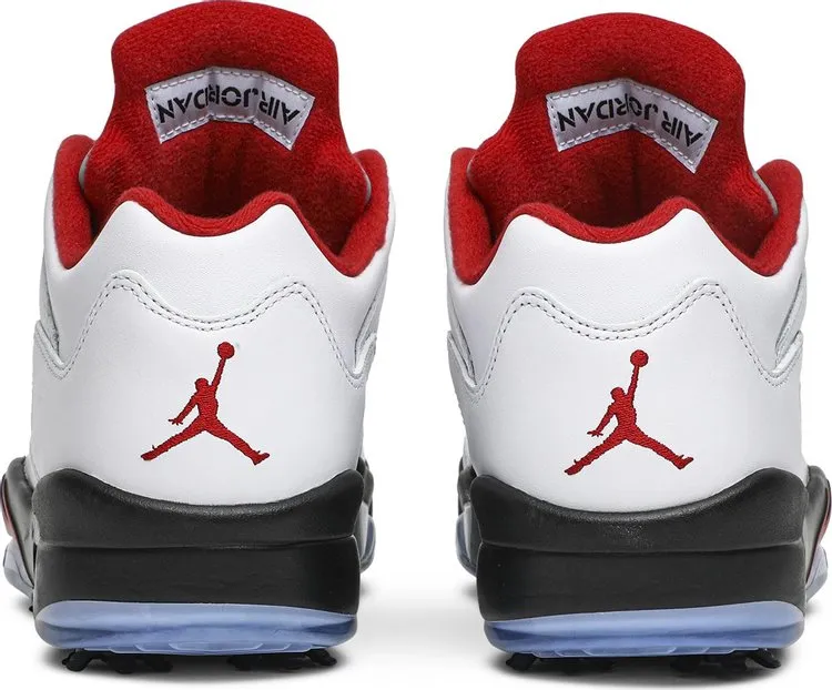 Air Jordan 5 Low Golf Fire Red Cleats, White