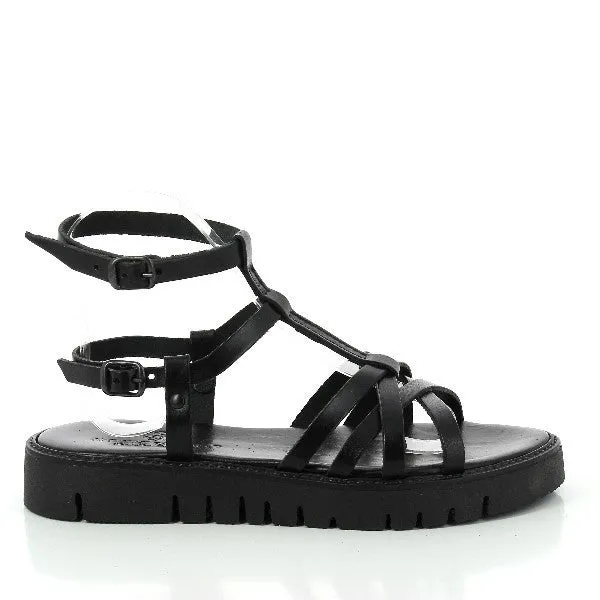 Antichi Romani 103 Black Roman Slingback Sandals