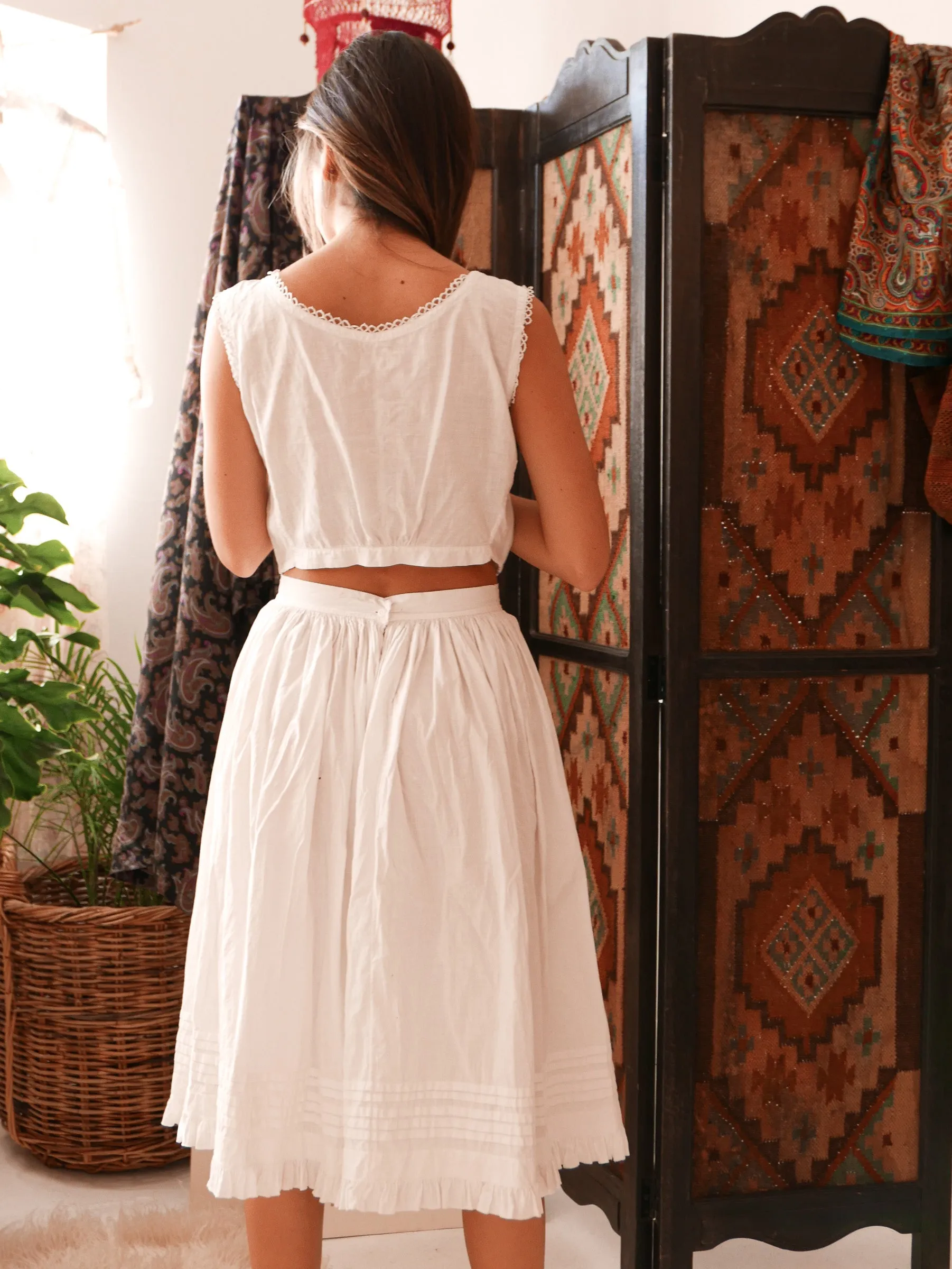 Antique Cotton Skirt & Camisole Set