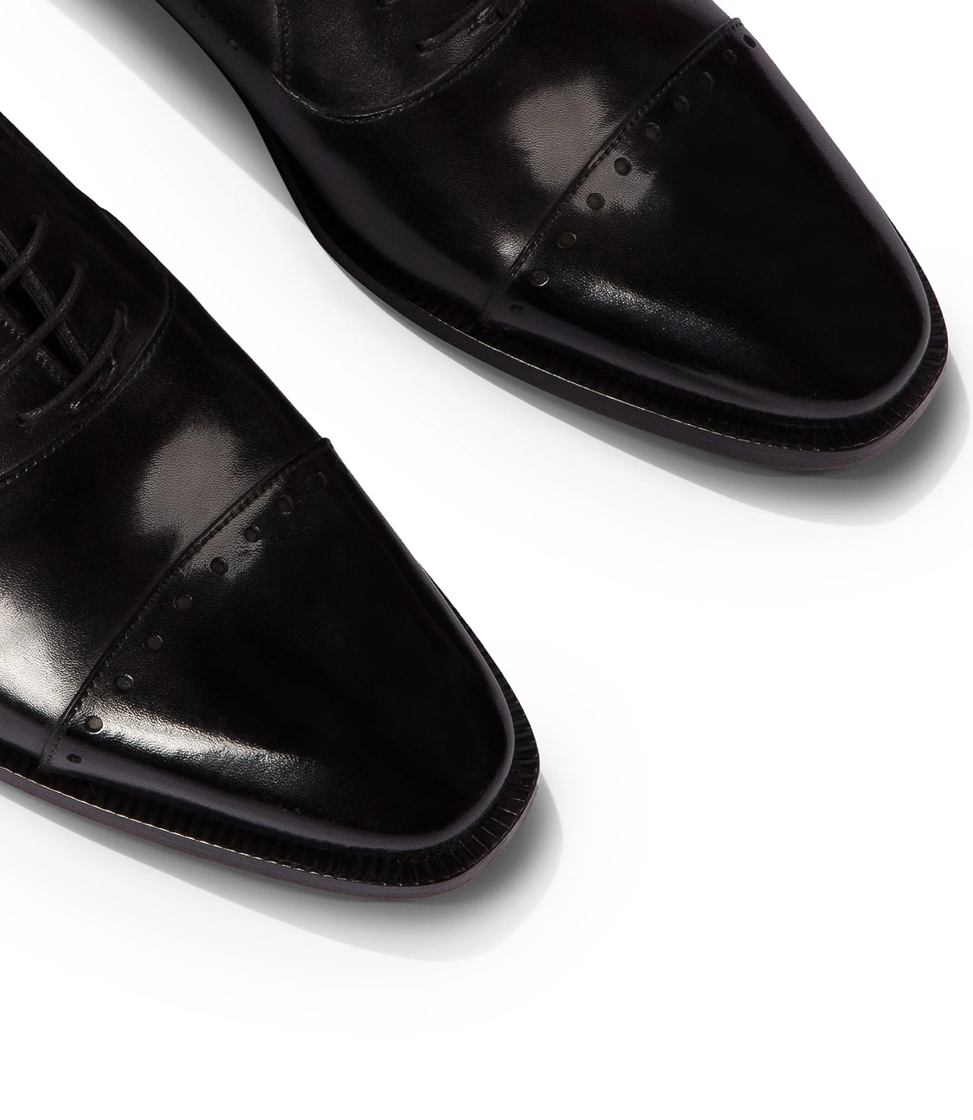 Black brogue leather oxford shoes