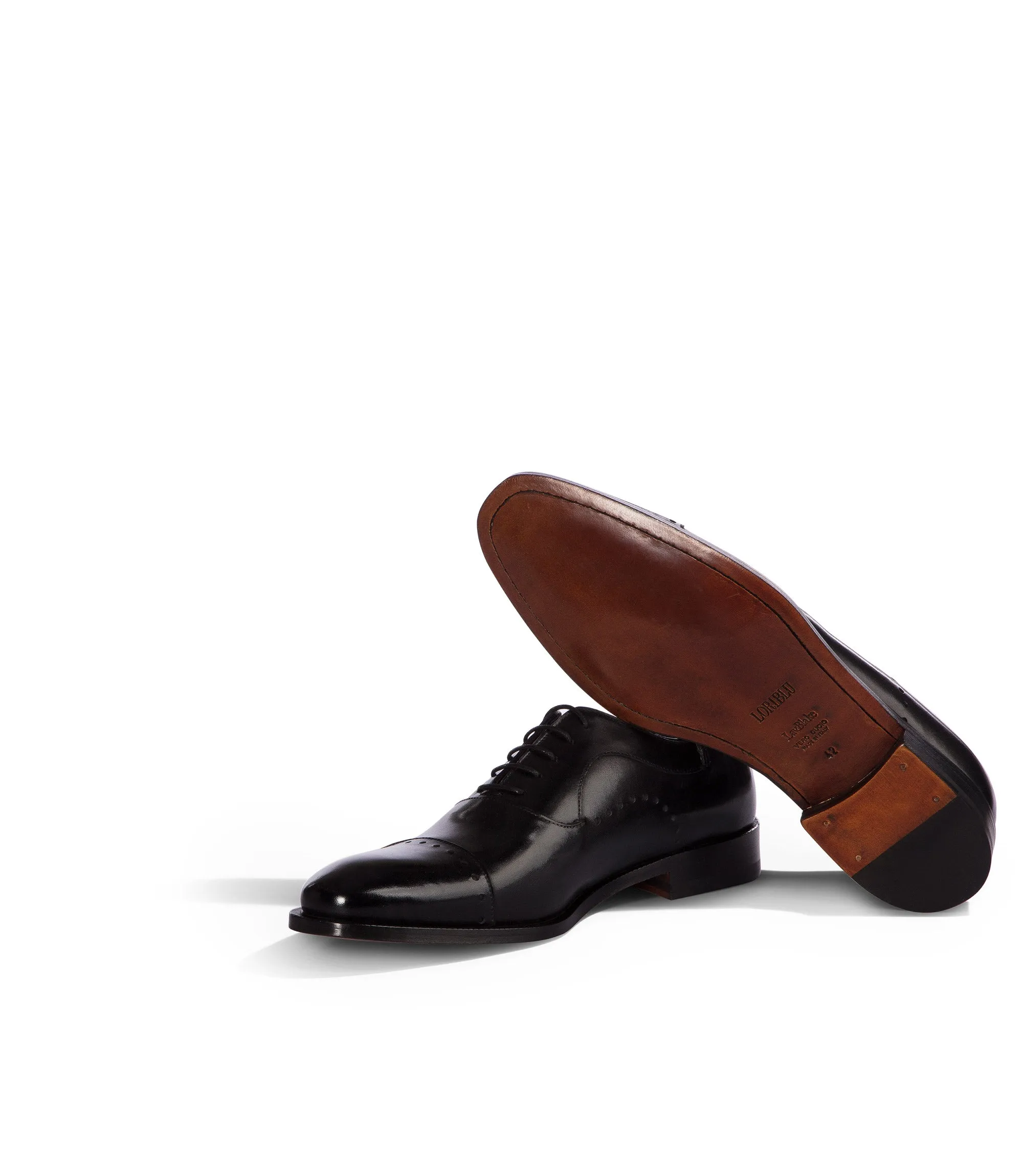 Black brogue leather oxford shoes