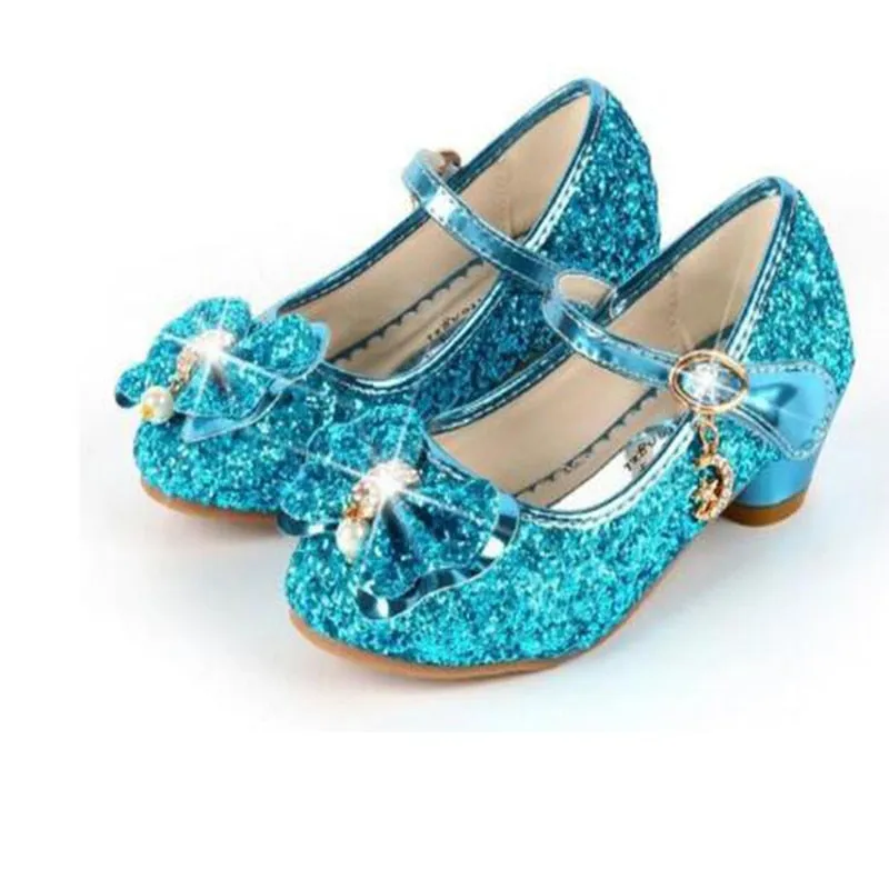Butterfly Design Kids Girls Bowknot Glitter Party Shoes