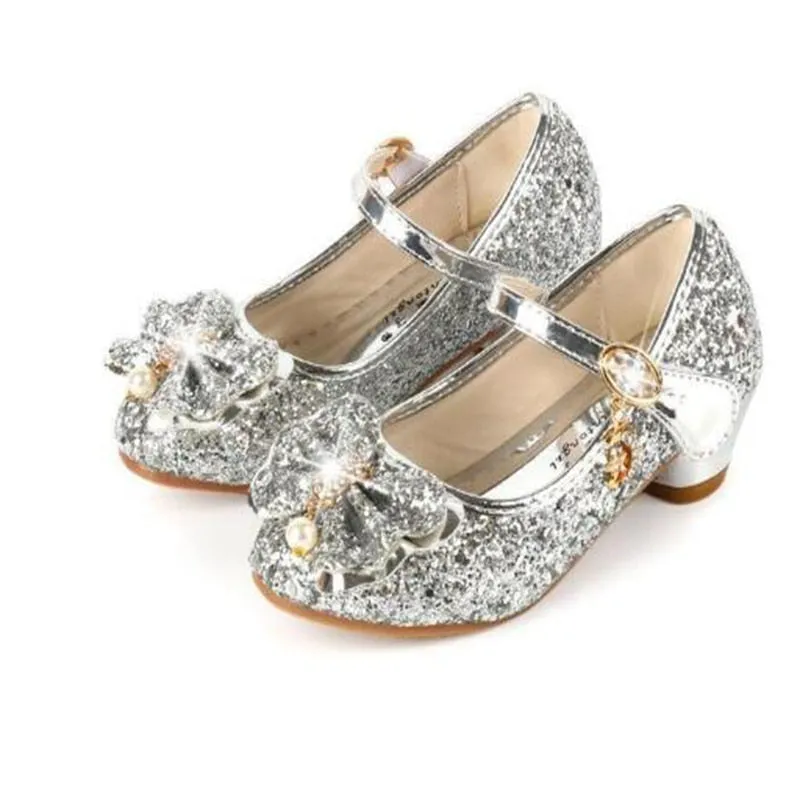 Butterfly Design Kids Girls Bowknot Glitter Party Shoes