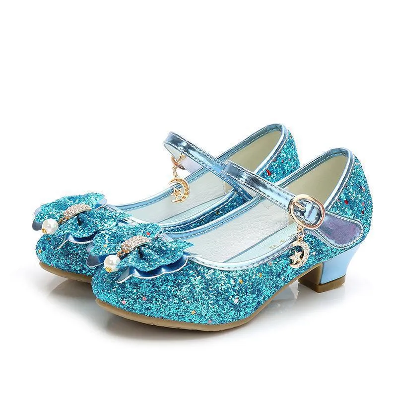 Butterfly Design Kids Girls Bowknot Glitter Party Shoes