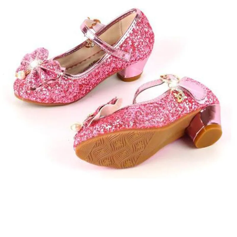 Butterfly Design Kids Girls Bowknot Glitter Party Shoes