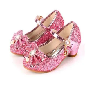 Butterfly Design Kids Girls Bowknot Glitter Party Shoes