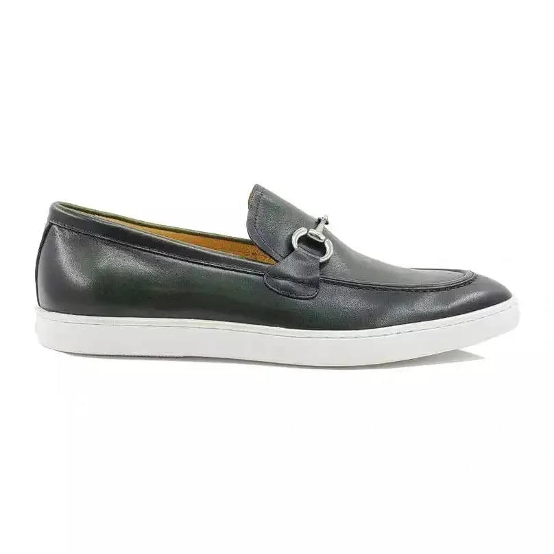 Carrucci Mens Olive Green Fashion Sneaker With Buckle Casual Shoes