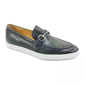 Carrucci Mens Olive Green Fashion Sneaker With Buckle Casual Shoes