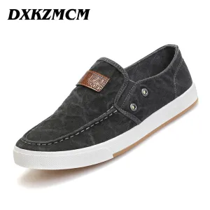 DXKZMCM arrival Men canvas shoes men breathable Fashion patchwork Men Flats shoes