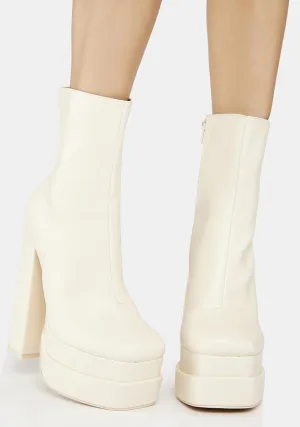 Ecru Supine Platform Ankle Boots