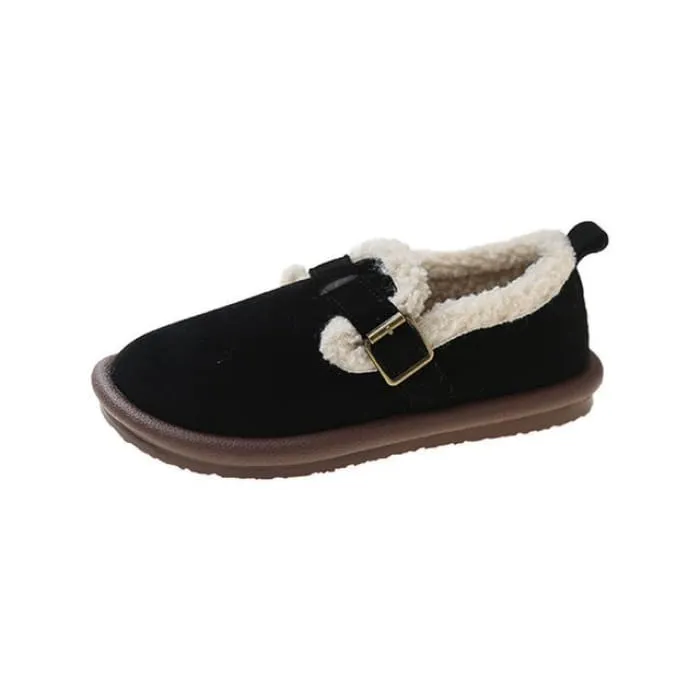Fleece-Lined Buckled Loafers
