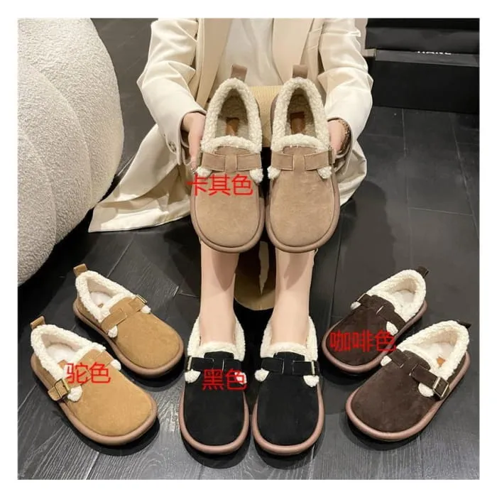 Fleece-Lined Buckled Loafers
