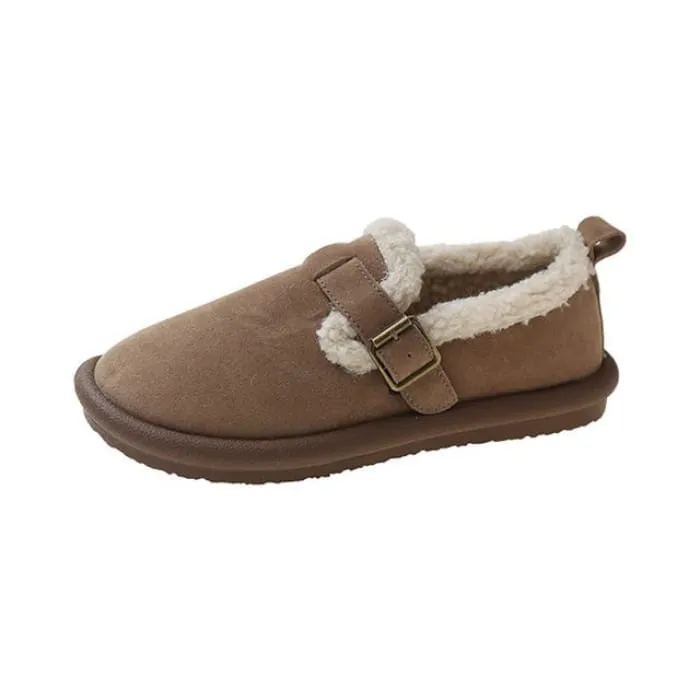 Fleece-Lined Buckled Loafers