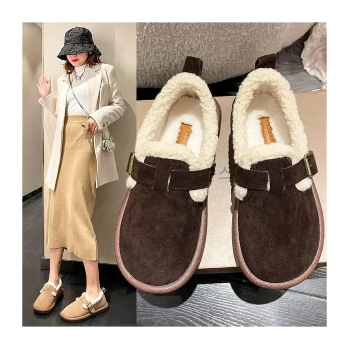 Fleece-Lined Buckled Loafers