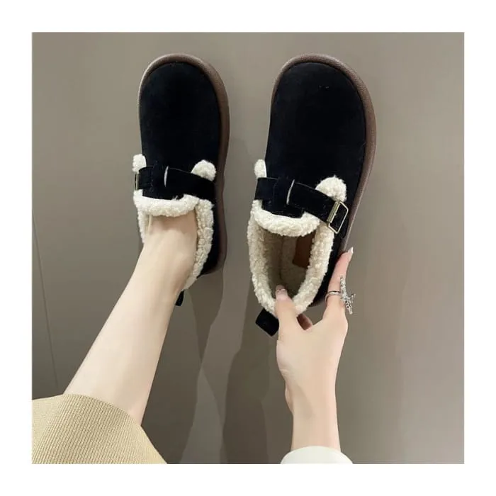 Fleece-Lined Buckled Loafers