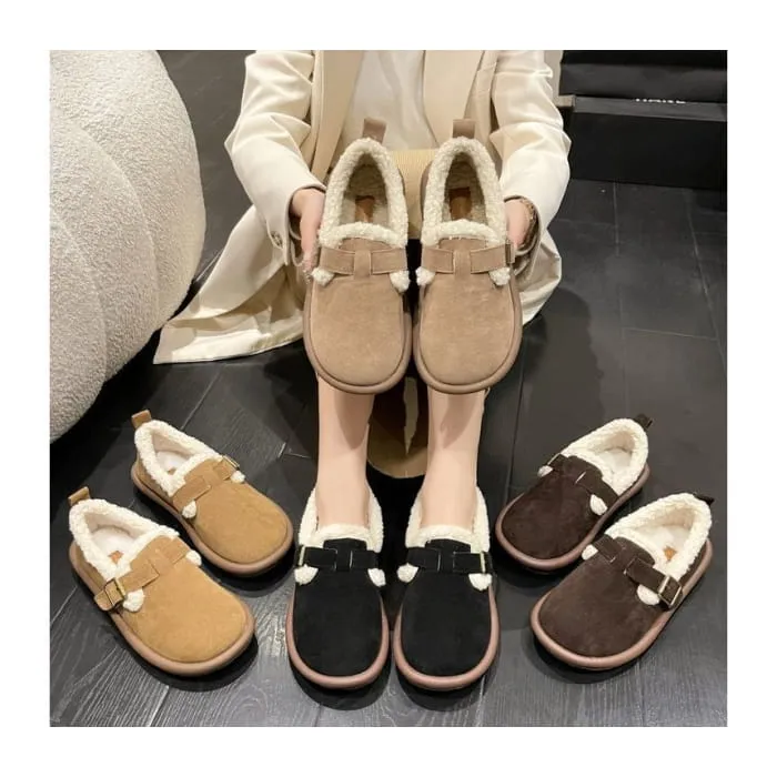 Fleece-Lined Buckled Loafers