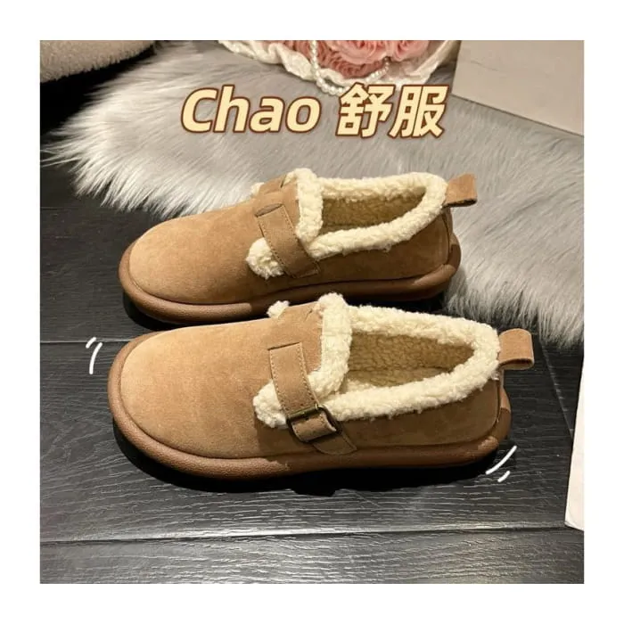 Fleece-Lined Buckled Loafers