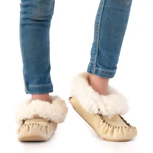 Groundcover Kids Sheepskin Moccasins - Beige