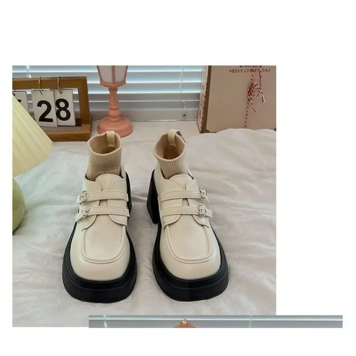 Heart Buckled Chunky Heel Loafers