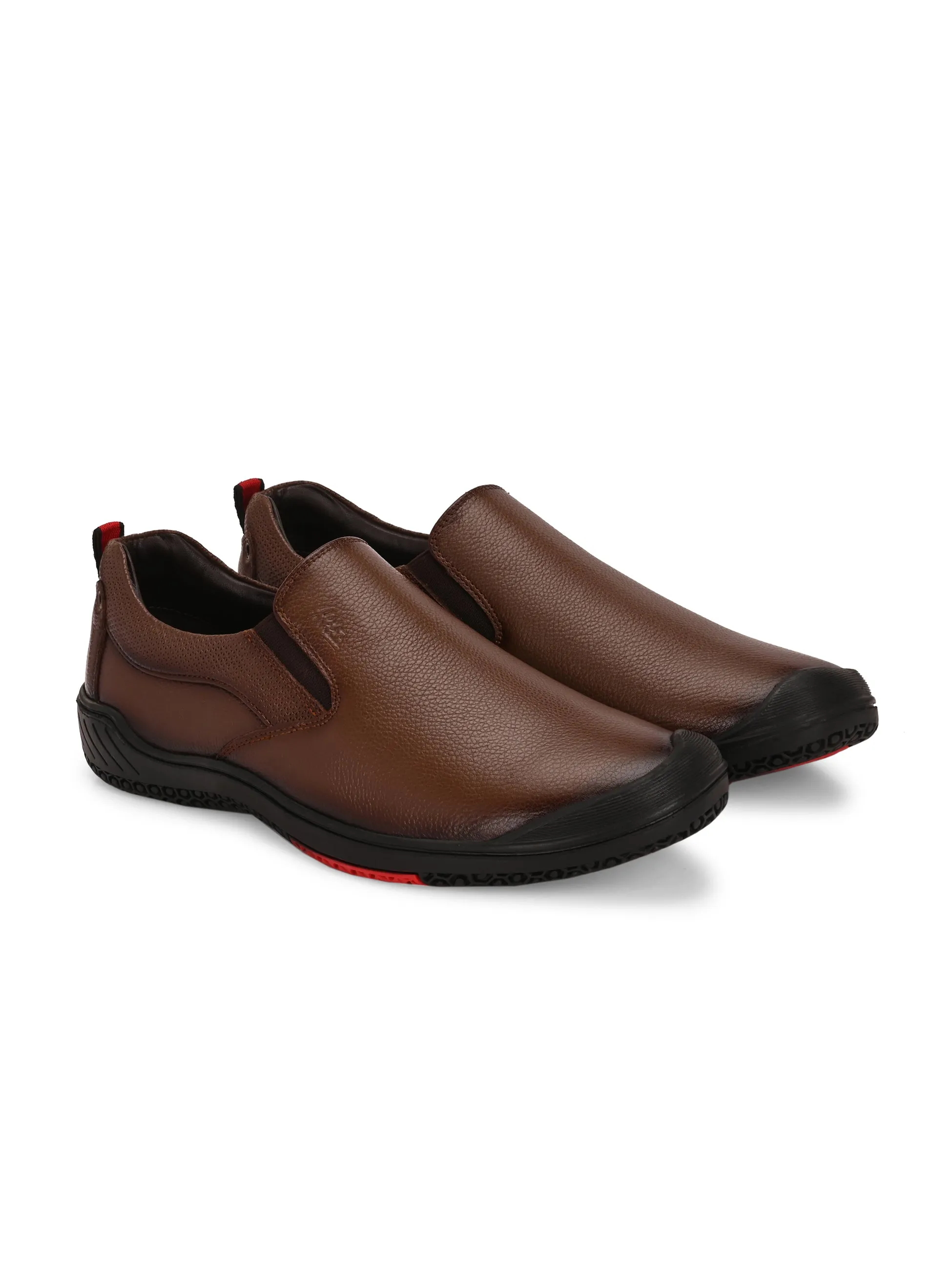 Hitz Men's Tan Leather Formal Slip On shoes