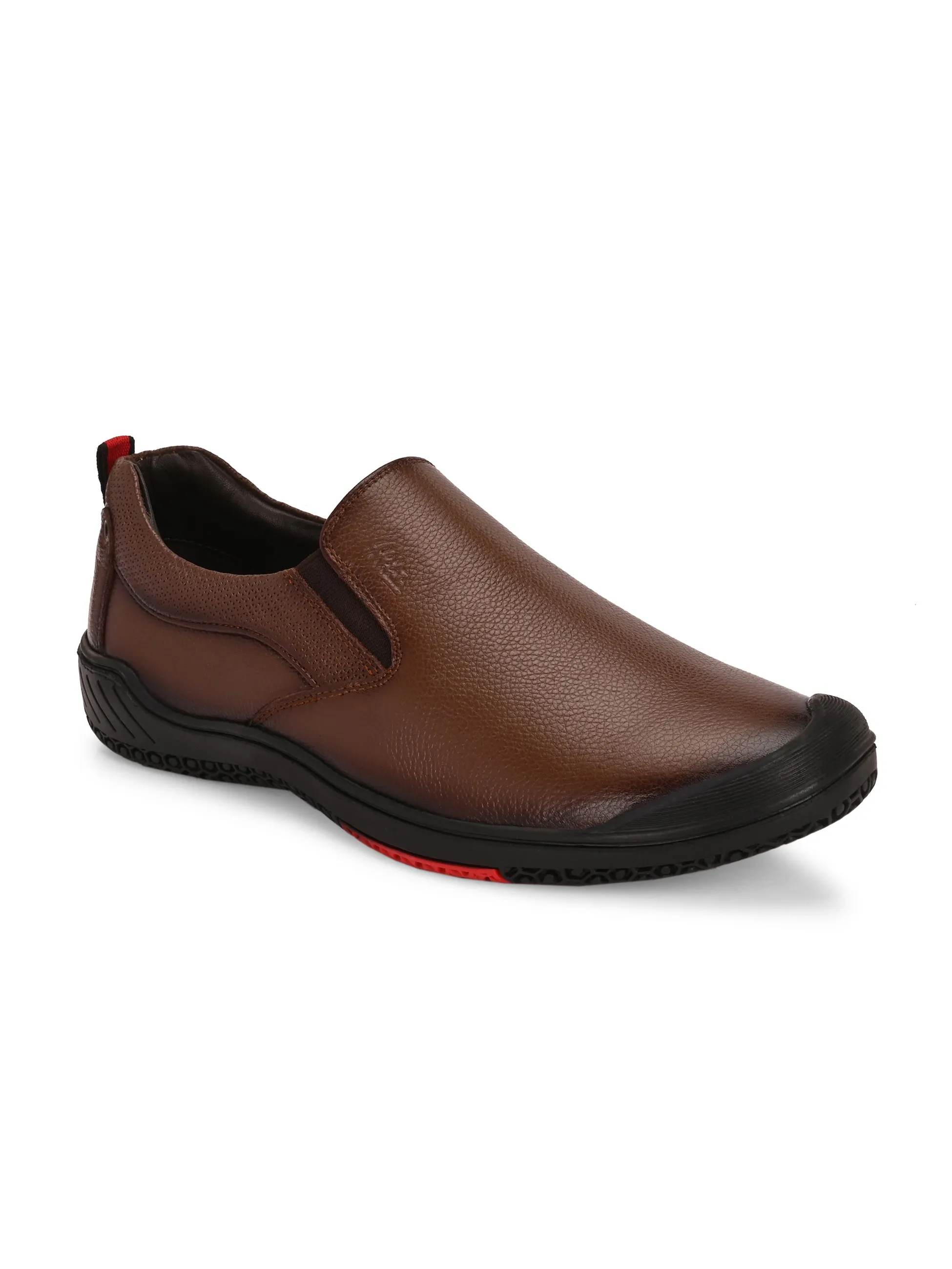 Hitz Men's Tan Leather Formal Slip On shoes
