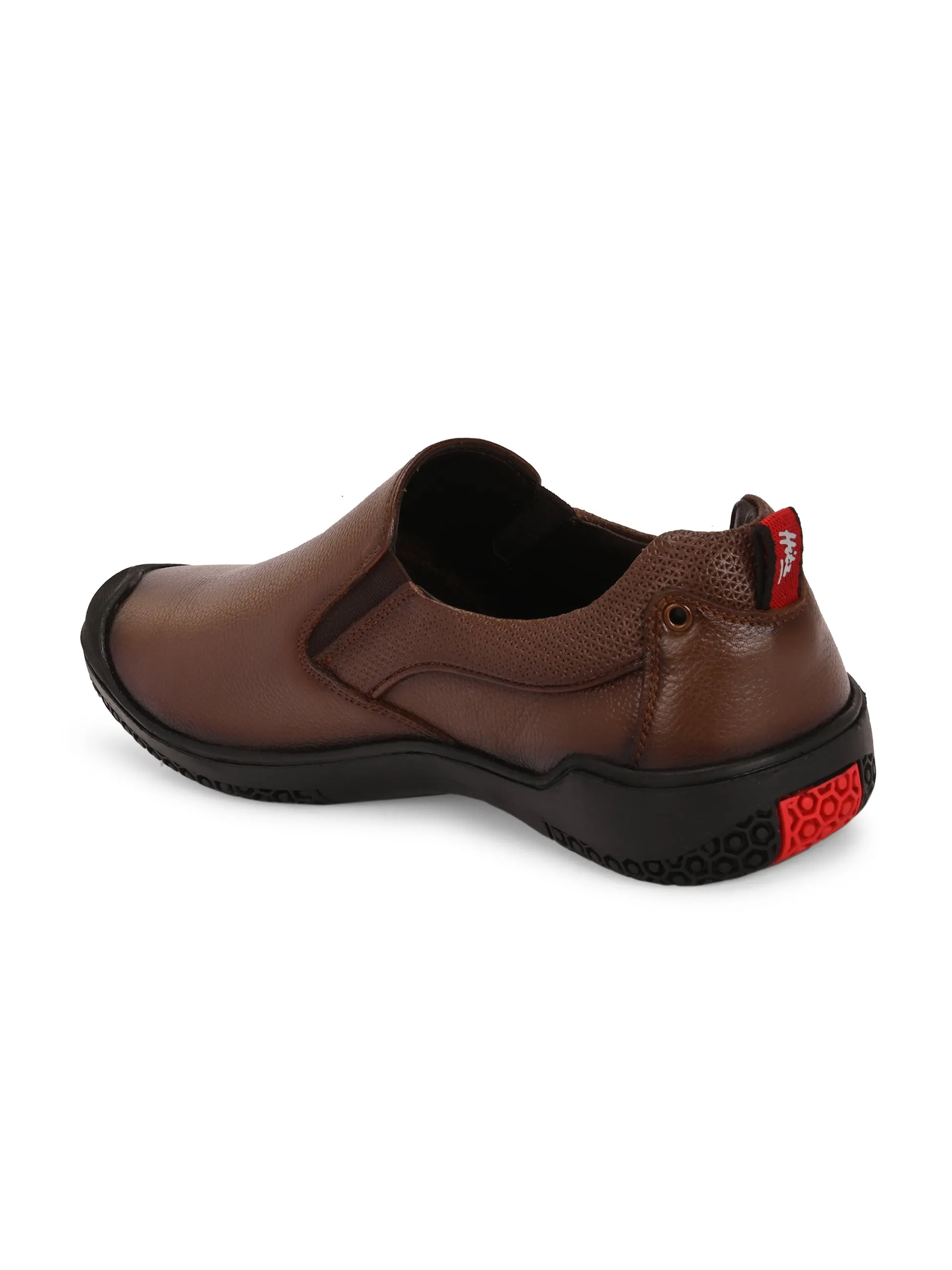 Hitz Men's Tan Leather Formal Slip On shoes