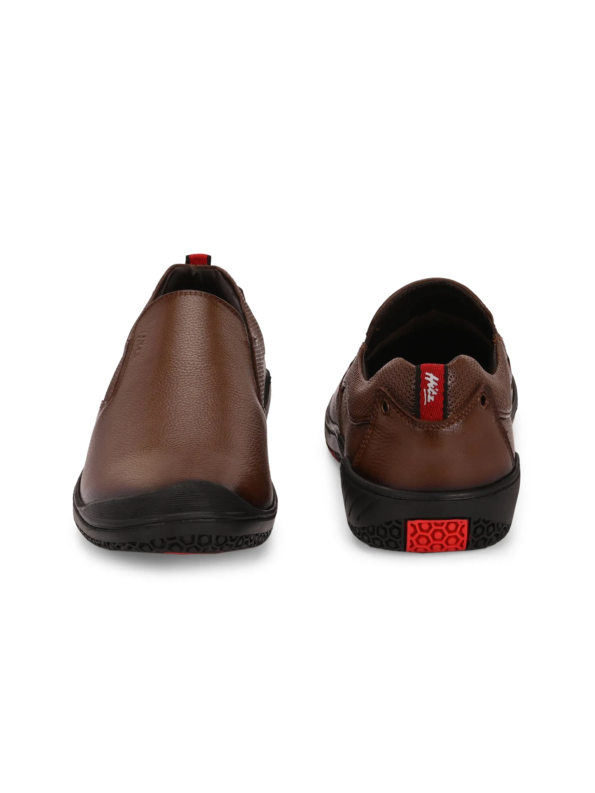 Hitz Men's Tan Leather Formal Slip On shoes