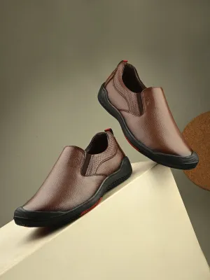 Hitz Men's Tan Leather Formal Slip On shoes