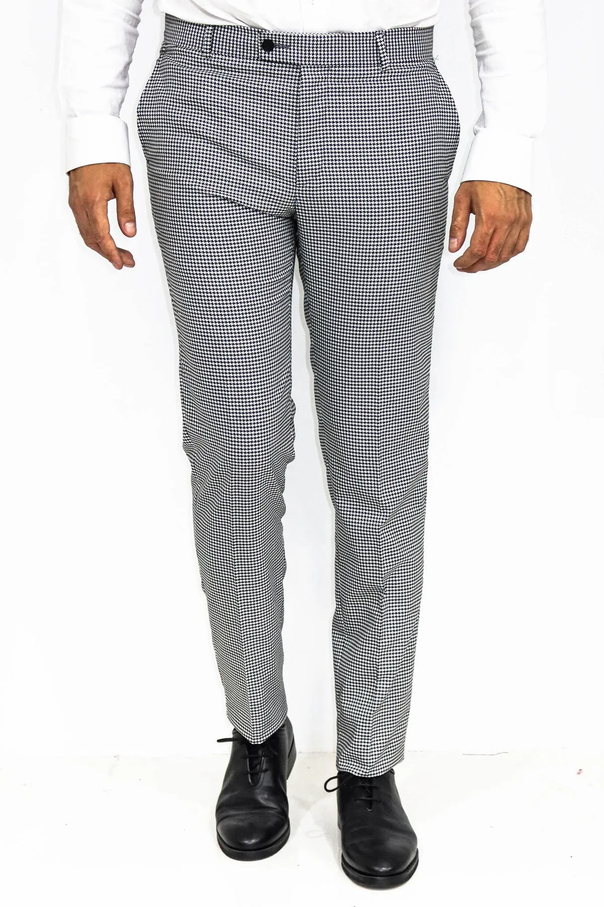 Houndstooth Patterned Black Men Pants - Wessi