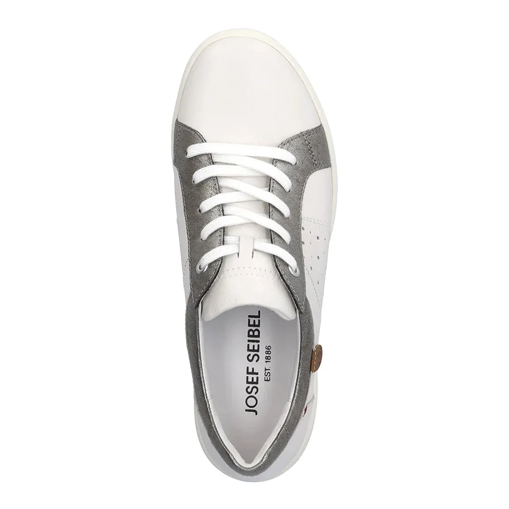 Josef Seibel Women's Caren 38 Casual Leather Trainers Platinum Silver