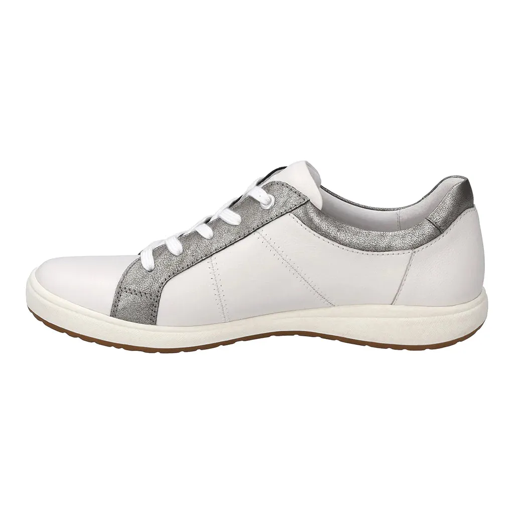 Josef Seibel Women's Caren 38 Casual Leather Trainers Platinum Silver