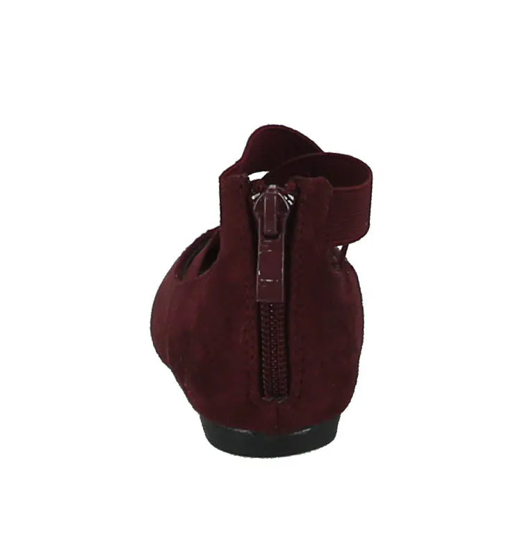 KID'S SHOES WINE SUEDE FLATS ACE-6A
