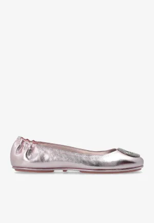 Minnie Travel Metallic-Leather Ballet Flats