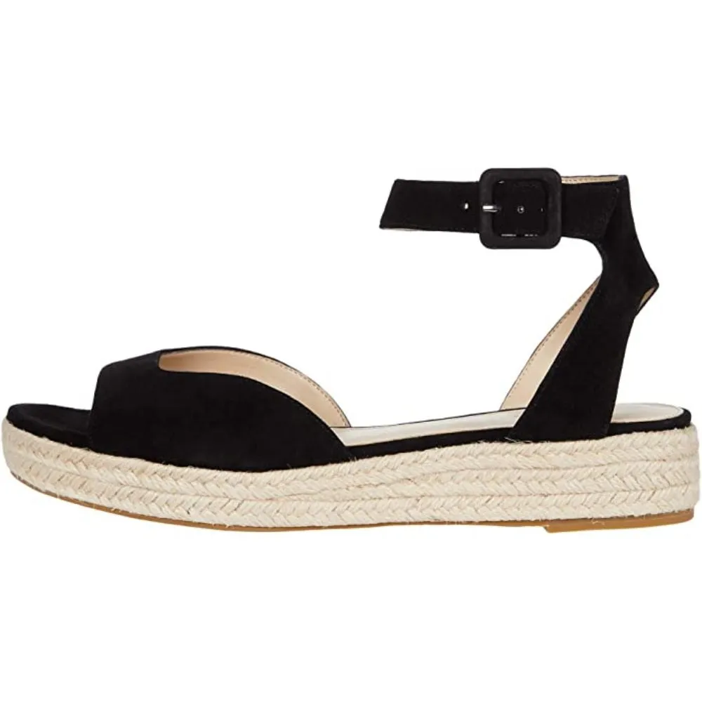 Oxford Black Suede Pelle Moda Espadrille Sandals