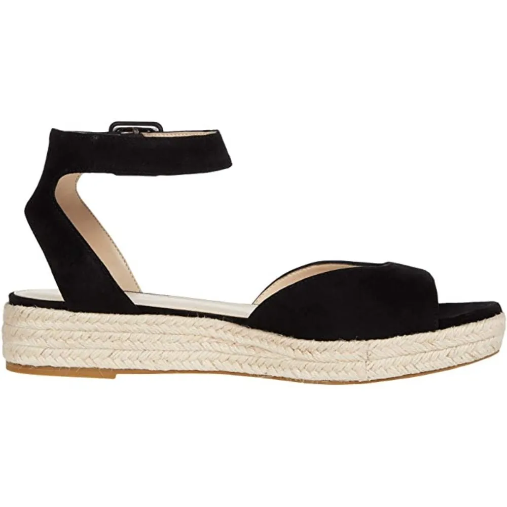 Oxford Black Suede Pelle Moda Espadrille Sandals