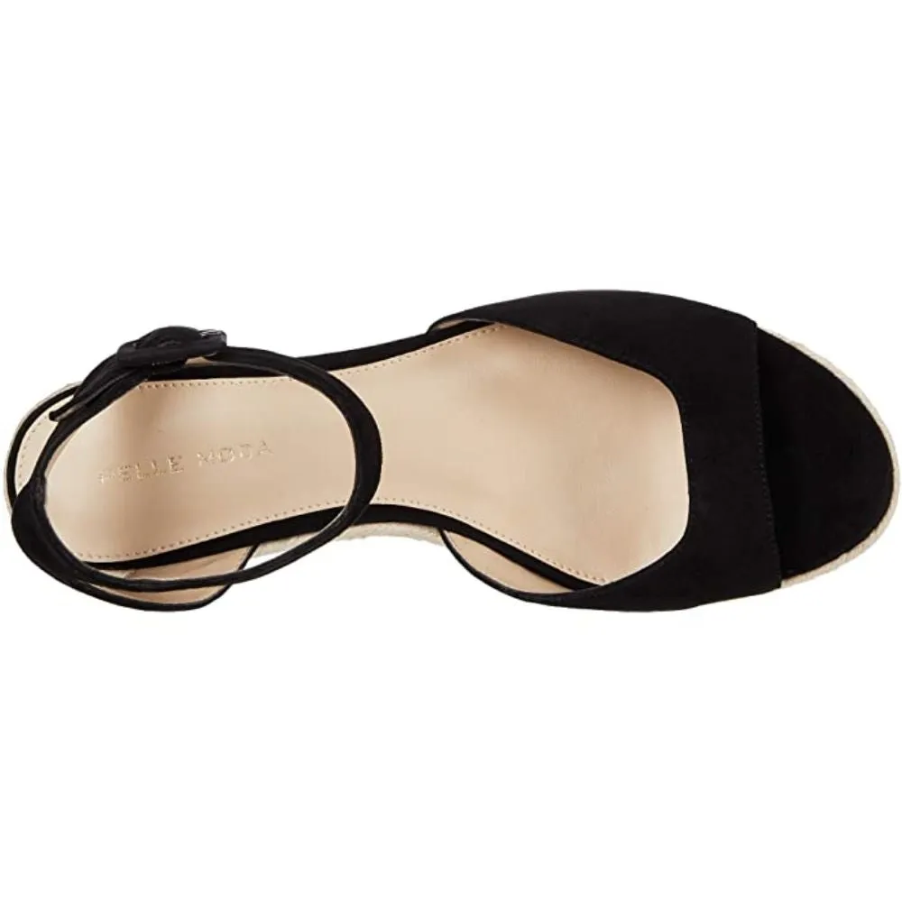 Oxford Black Suede Pelle Moda Espadrille Sandals