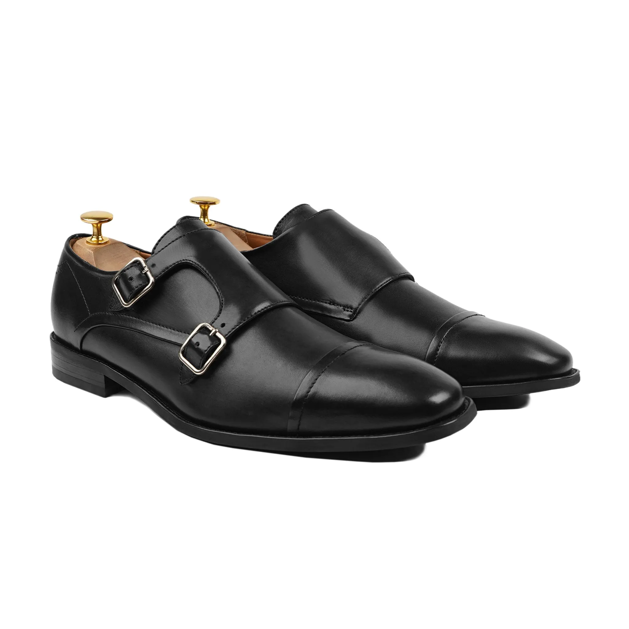 Sanford - Men's Black Calf Leather Double Monkstrap