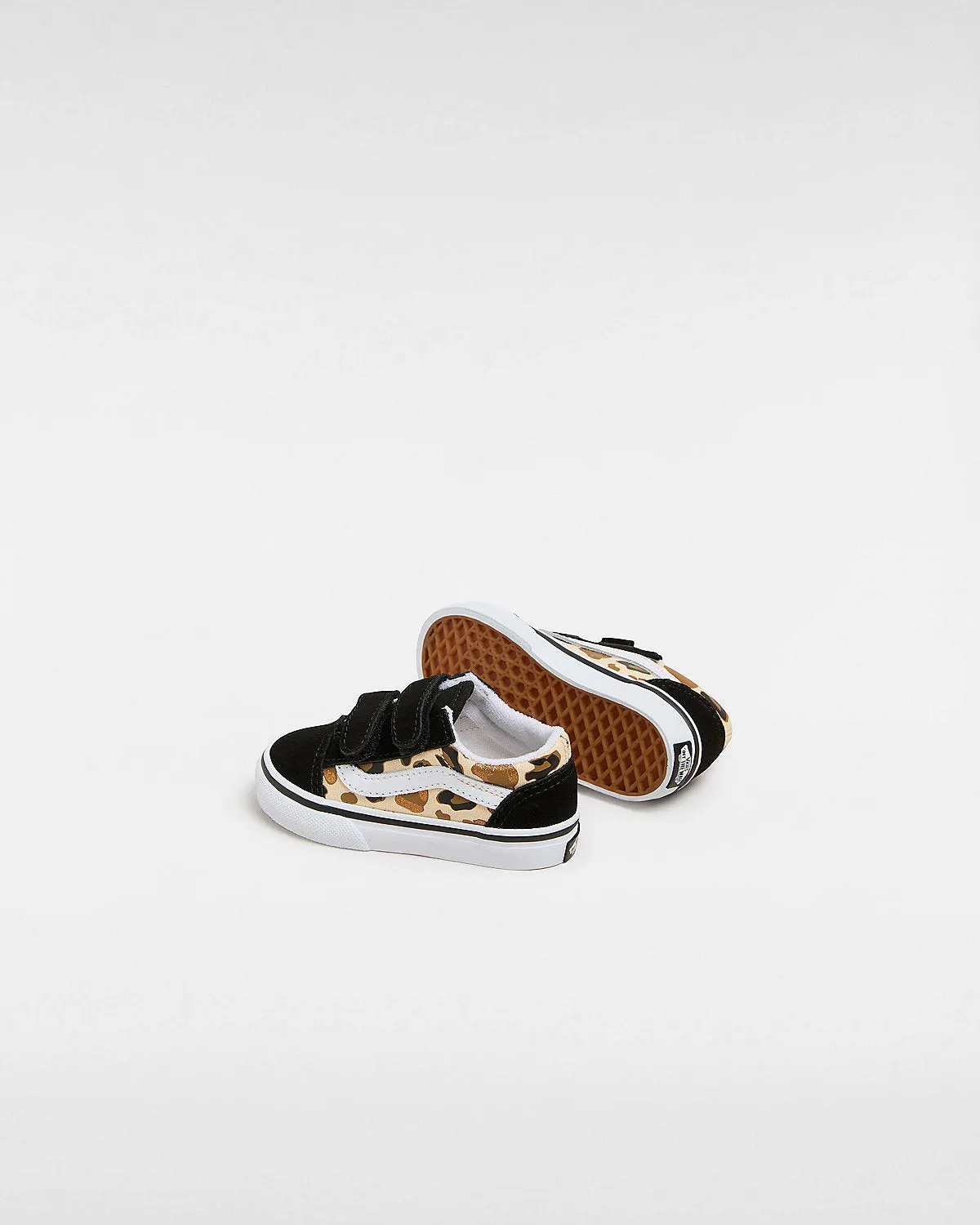 VANS Toddler Old Skool V Leopard Glitter Trainers - Black / Brown