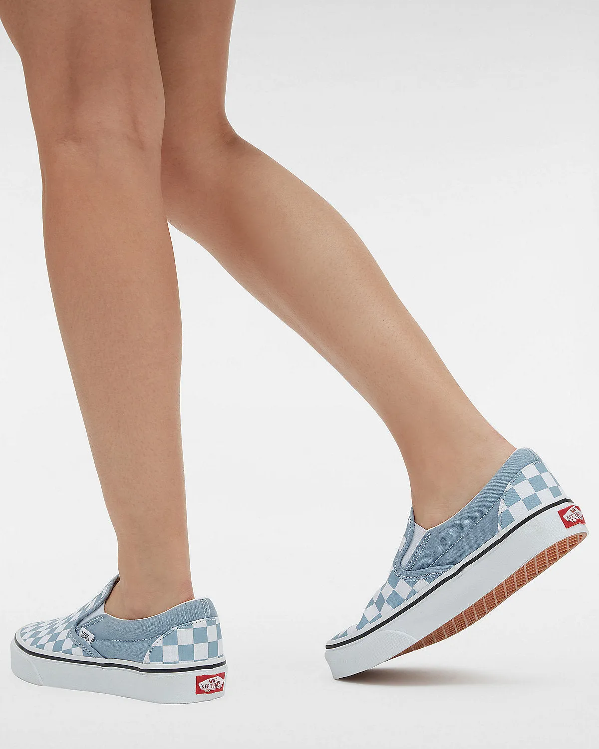 VANS Unisex Classic Slip-On Color Theory Checkerboard Trainers - Dusty Blue