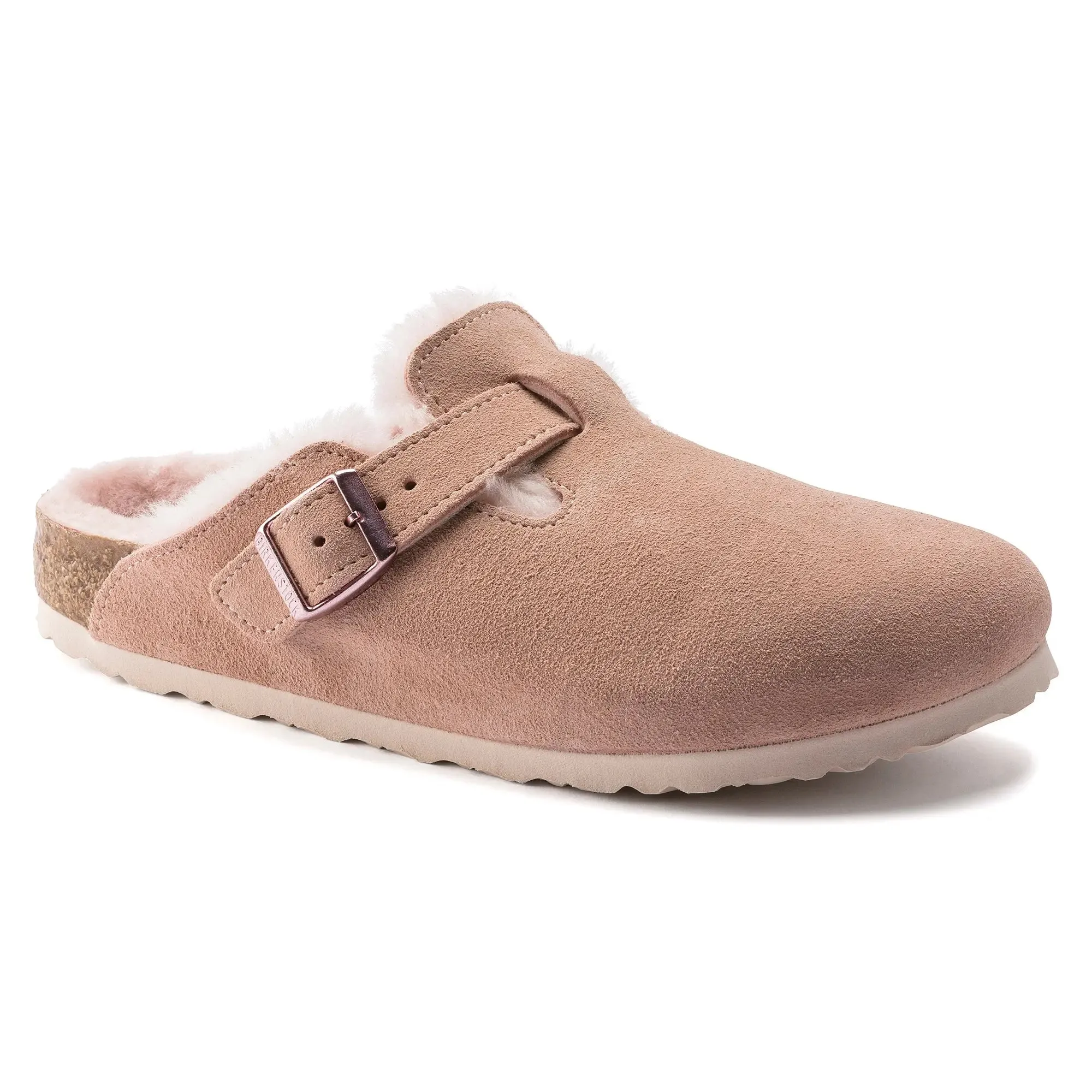 Womens Birkenstock Boston Shearling  Cozy Suede Clog with Plush Lining