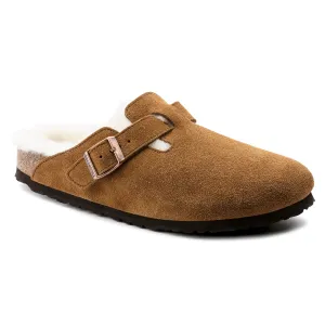 Womens Birkenstock Boston Shearling  Cozy Suede Clog with Plush Lining