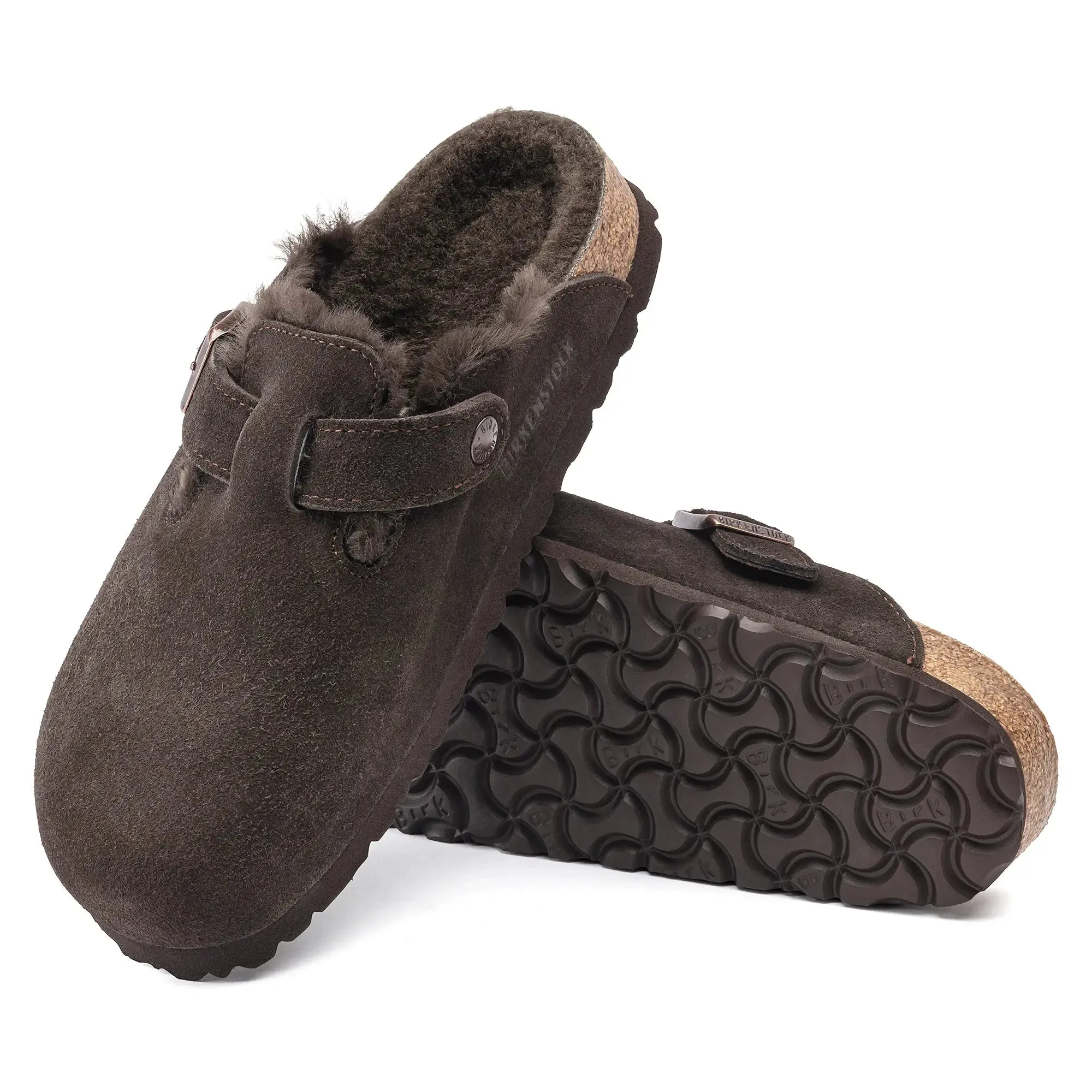 Womens Birkenstock Boston Shearling  Cozy Suede Clog with Plush Lining