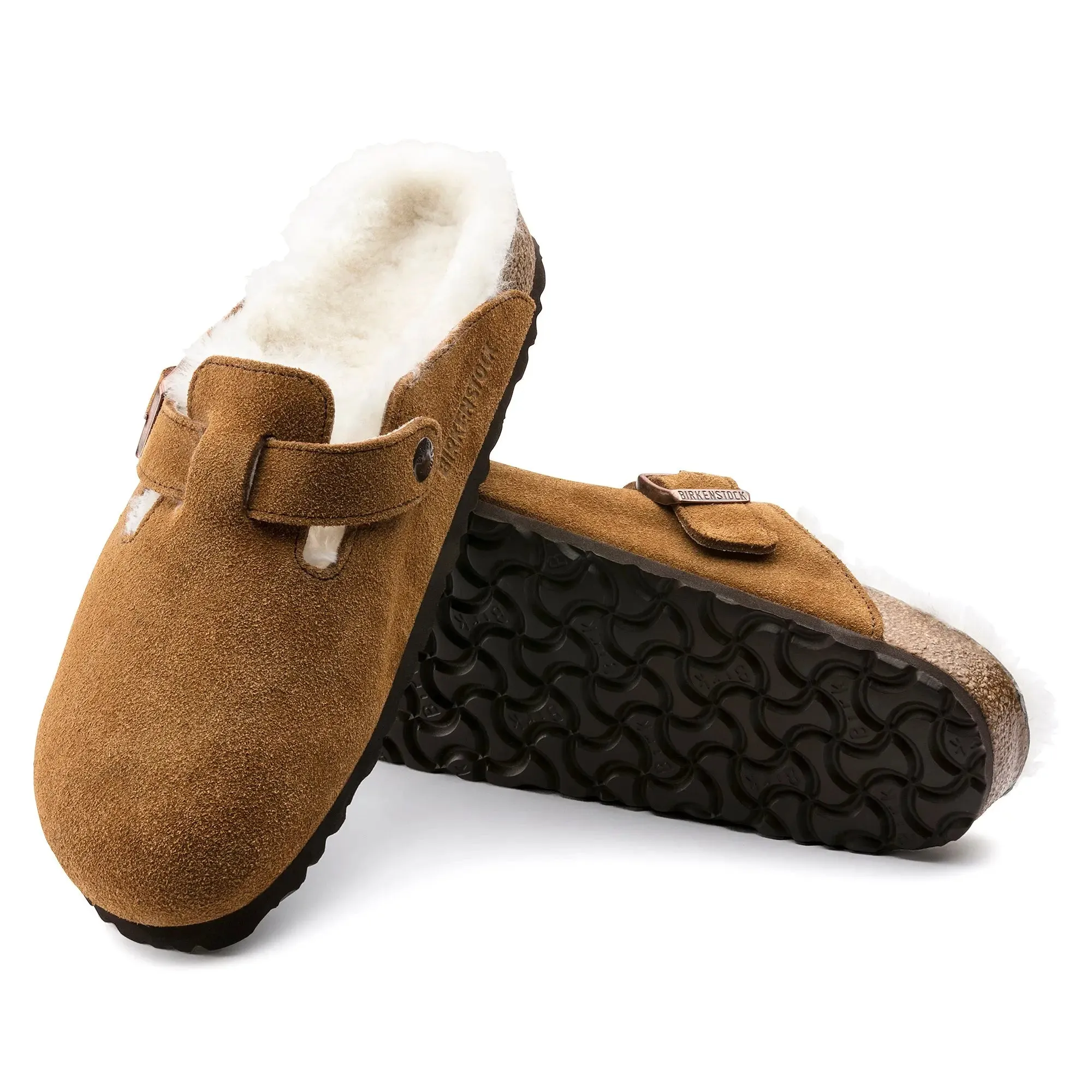 Womens Birkenstock Boston Shearling  Cozy Suede Clog with Plush Lining