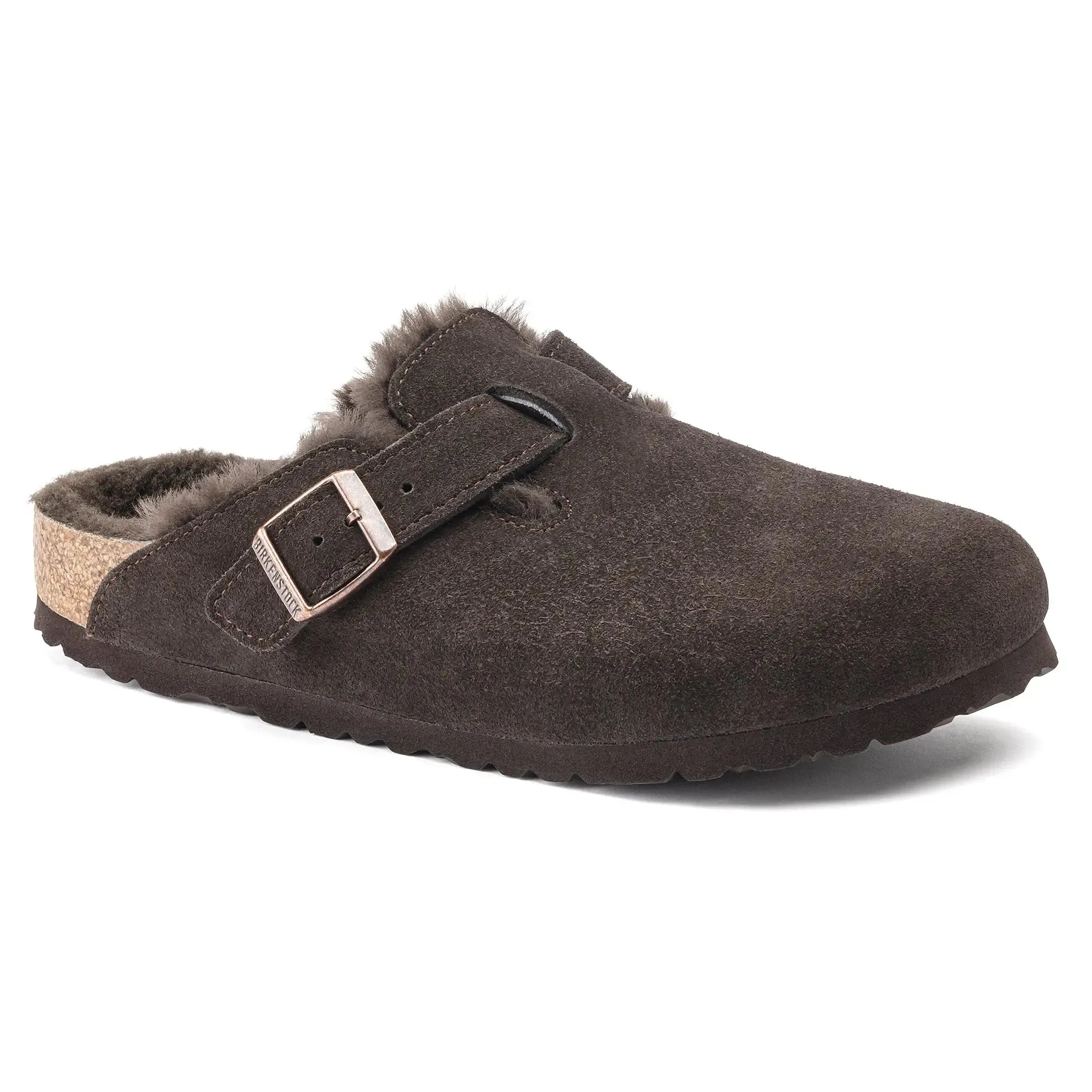 Womens Birkenstock Boston Shearling  Cozy Suede Clog with Plush Lining