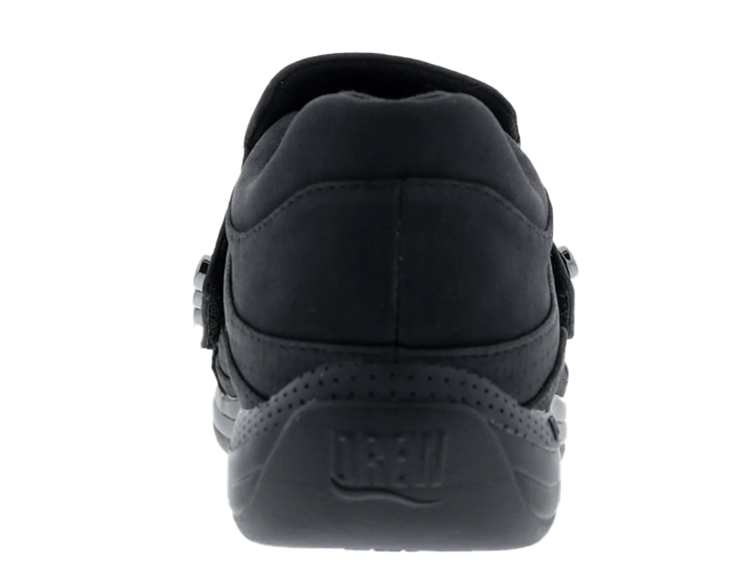 Women's Bouquet Velcro Shoe WIDE in Black Stretch Leather