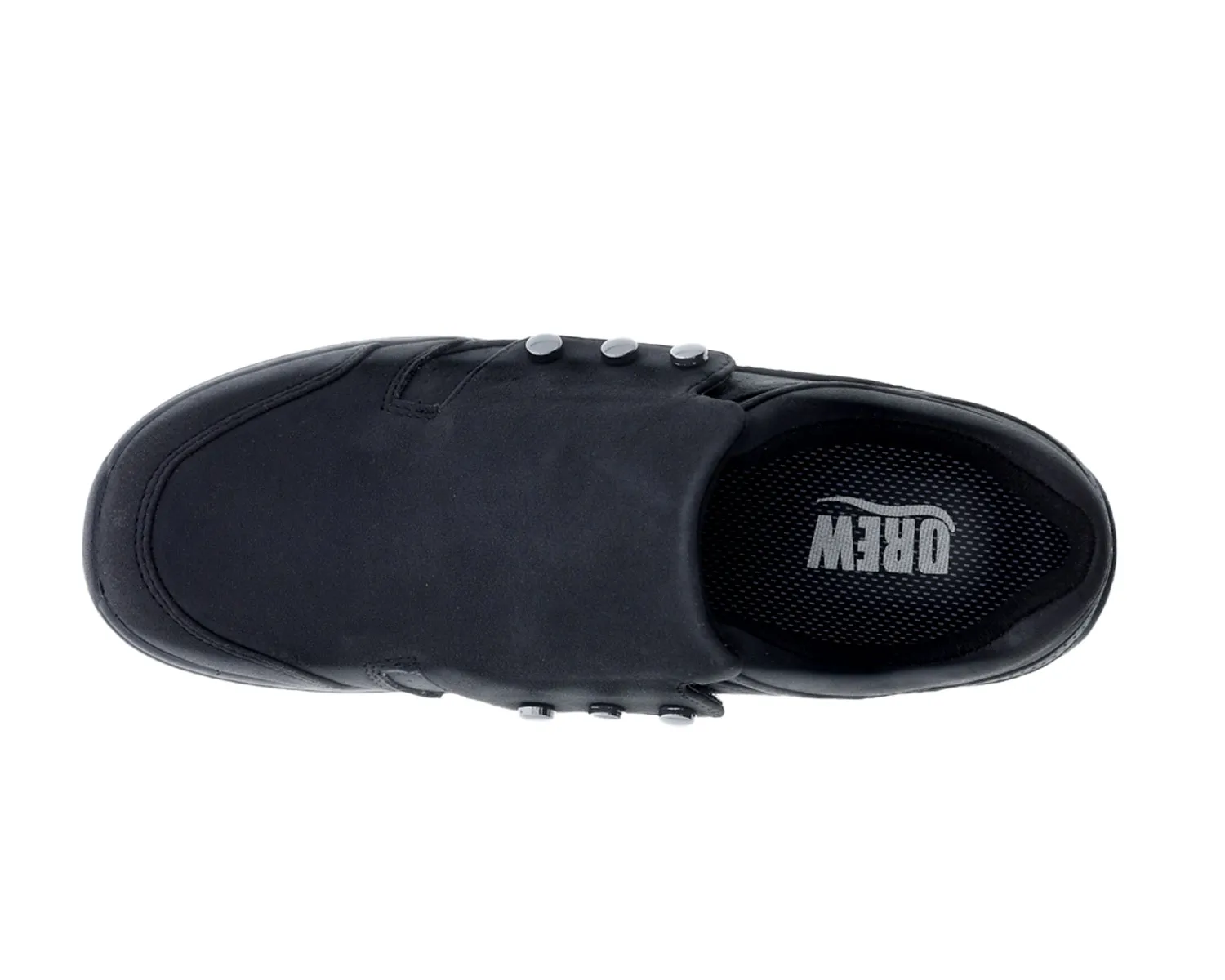 Women's Bouquet Velcro Shoe WIDE in Black Stretch Leather