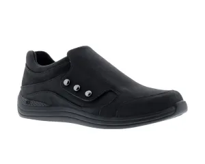 Women's Bouquet Velcro Shoe WIDE in Black Stretch Leather